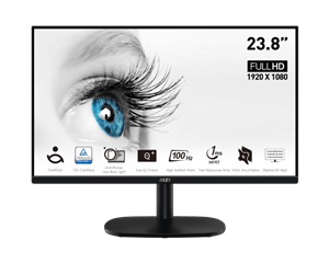 MSI MONITOR PRO MP245V, FLAT VA FHD, 23.8, 16:9, 300 CD/M2, 4000:1, 1MS, 100Hz, 1920x1080, HDMI/VGA/HP OUT, BLACK, 2YW.